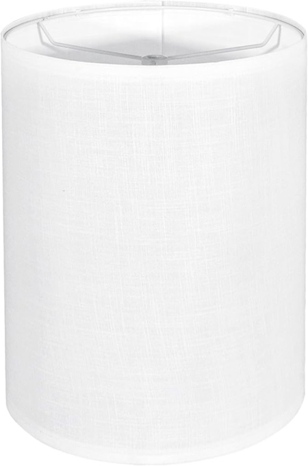 Lamp Shade, White Drum Lampshade for Table Lamps Floor Lamp, 10" Top X 10" Bottom X 13" High Large Line Fabric Lamp Shade, Easy Assembly Replacement Lampshades