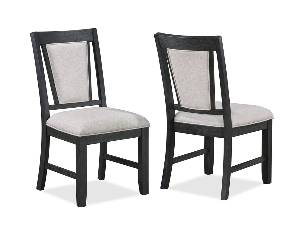 Steven’s-side chair(set of2)- black/ noble platinum beige 