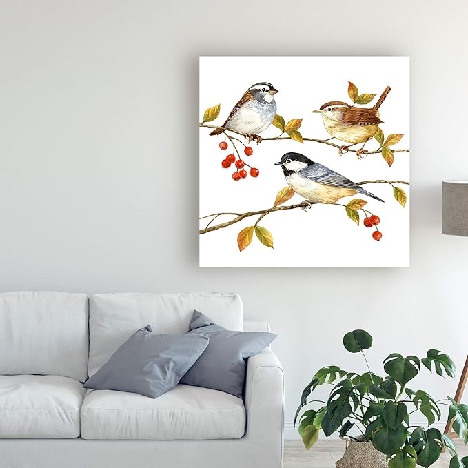 Trademark Fine Art Birds and Berries I by Jane Maday, 18x18