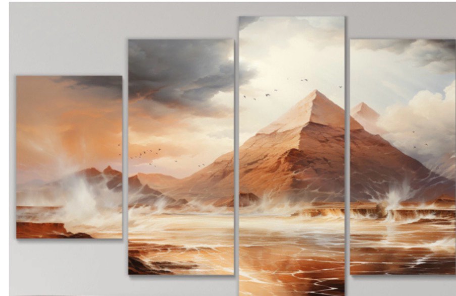 Pyramid Whispers Of The Time II On Canvas 4 Pieces Print 28”x12”5