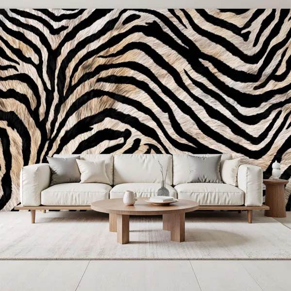 Peel and Stick Canvas Wallpaper Wall Mural seamless zebra skin 5