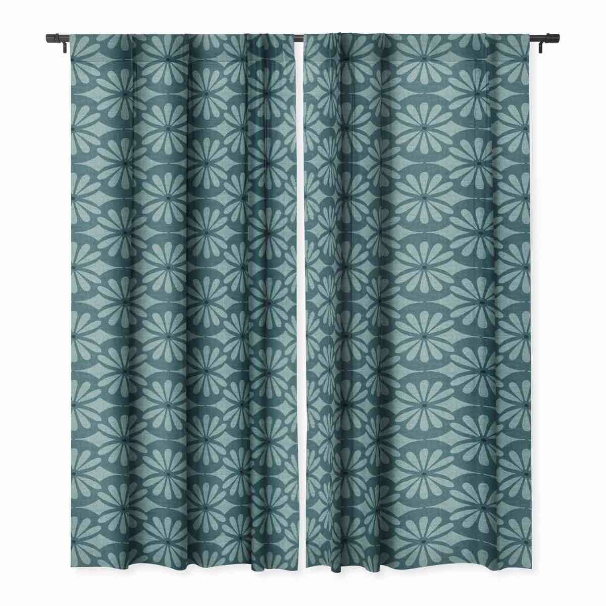 Heather Dutton Solstice Teal 1pc Blackout Window Curtain Panel