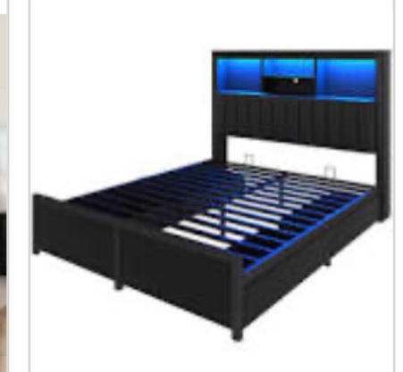 multi function storage bed frame with leb light strip 