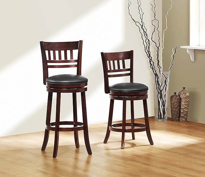 Dark Cherry Swivel Chair With Solid Wood, 360-degree Rotation, Con