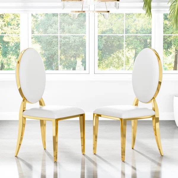 Modern Upholstered Dining Chair Set Of 2, Dining Chair With Oval Bacc 