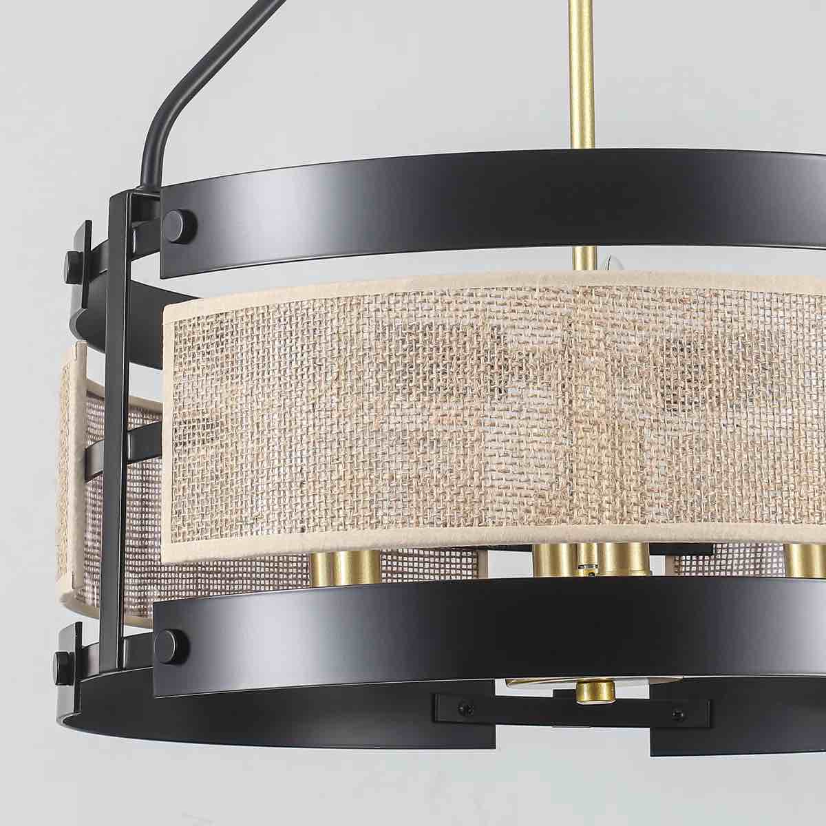 Reenat 6 - Light 18.9" Dimmable Metal Drum Cage Design Candle Ch 
