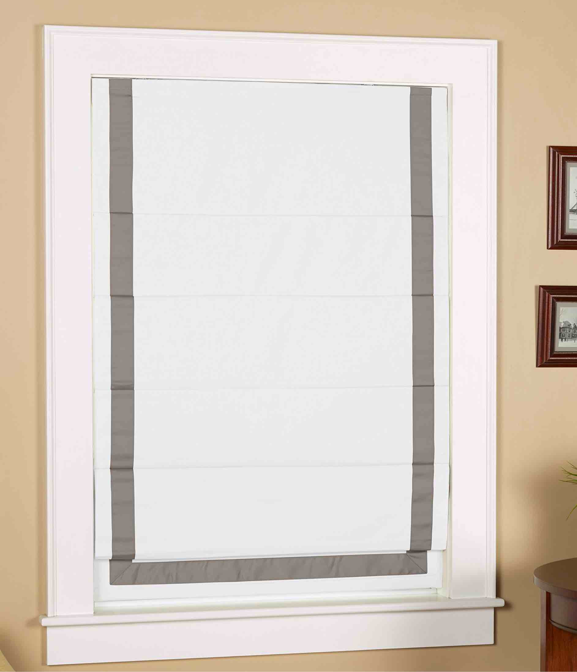 title green mountain vista thermal blackout cordless Roman shade with ribbon border 34…Q
