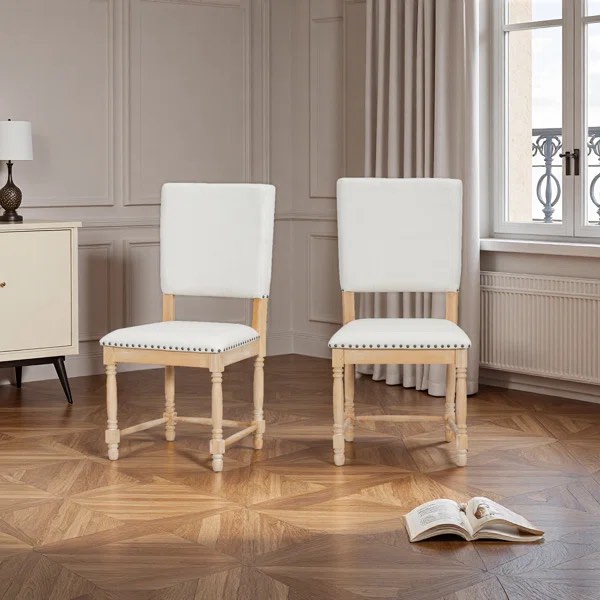 Vintage Traditional 2-Piece Upholstered Dining Chairs With Padded B 