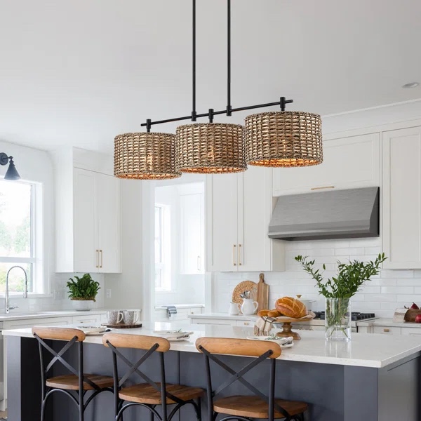 3 - Light Hand - Woven Kitchen Island Pendant