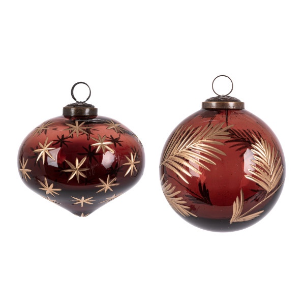 cocoa etched ornaments set of 2