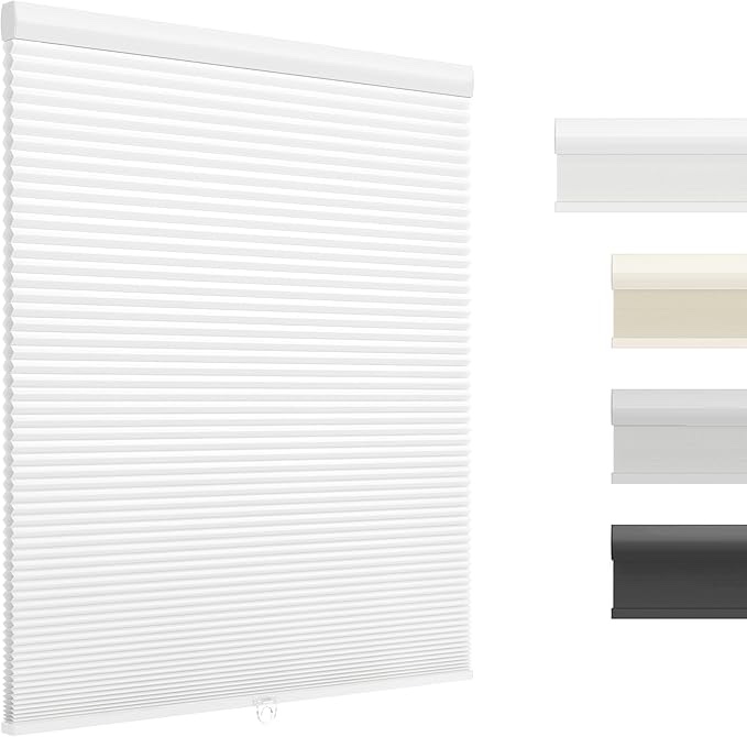 UNISHADES Light Filtering Cordless Cellular Shades, Honeycomb Blinds for Indoor Windows, for Window Size 27" × 72" H White