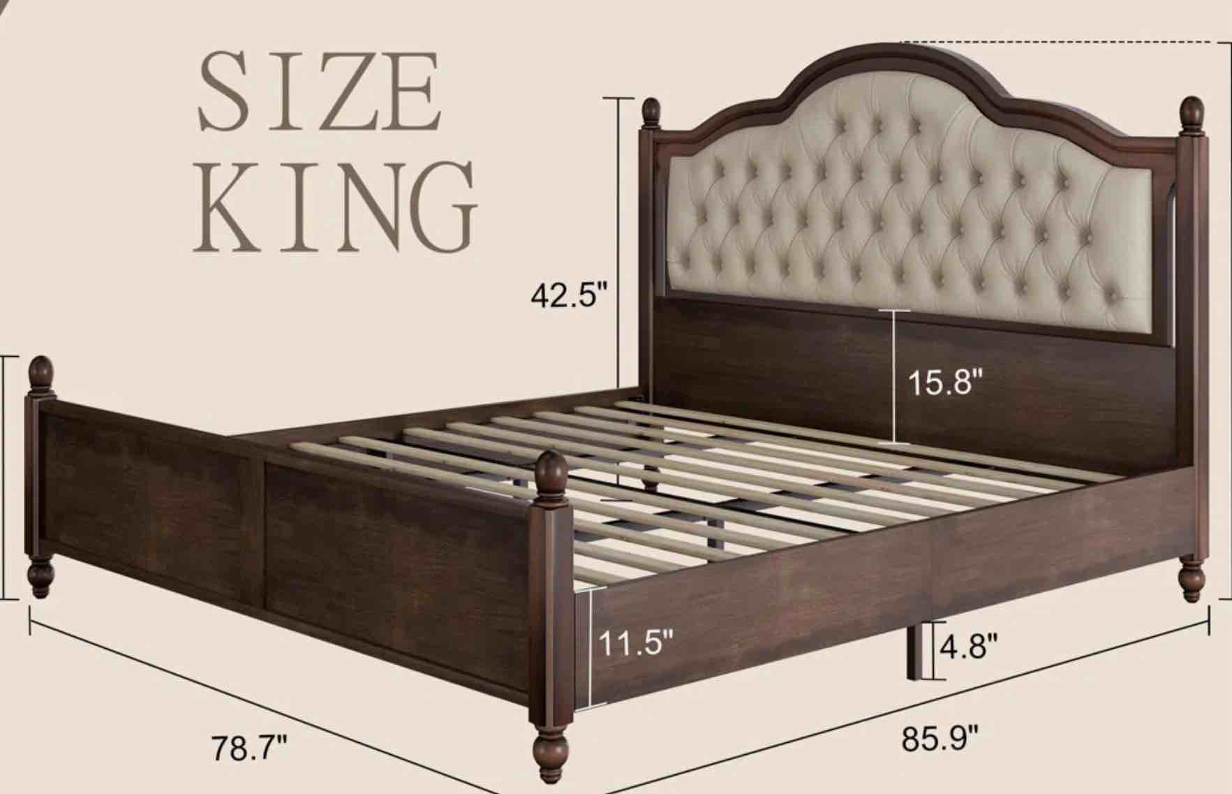 upholstered platform wood bed model bsw010-1koao
