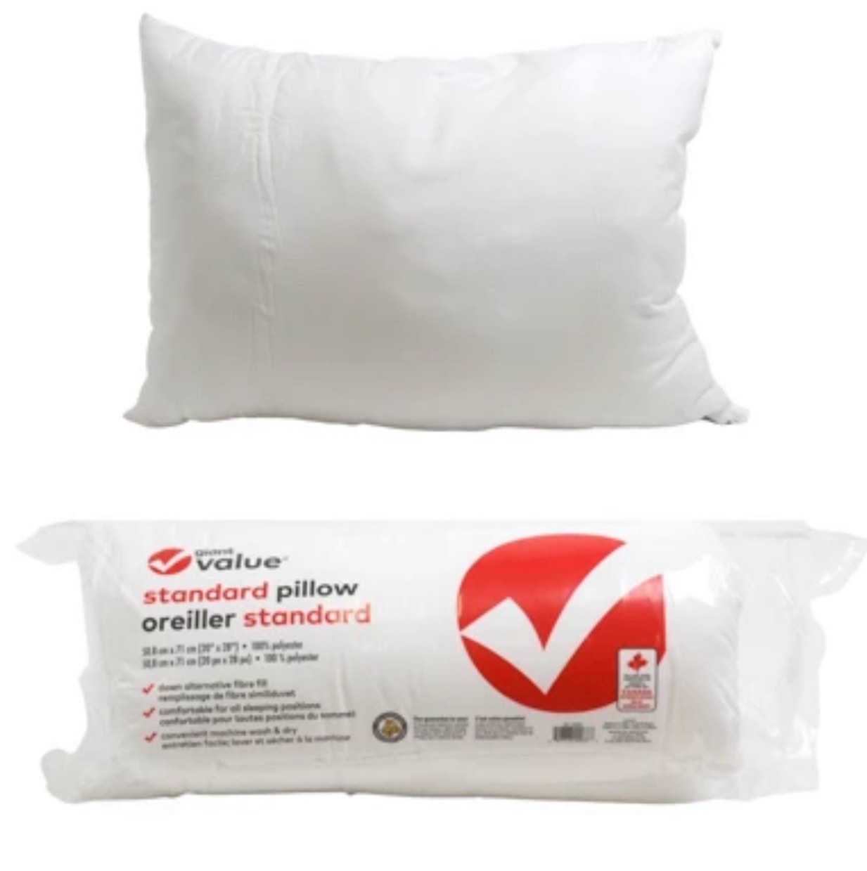 GIANT VALUE STANDARD PILLOW WHITE 20 X 28 REF #P-CDN-S/J-R