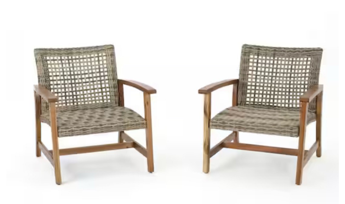 Natural Outdoor Lounge Chair, Patio Dining Chairs, Club Chairs Set of 2 pcs