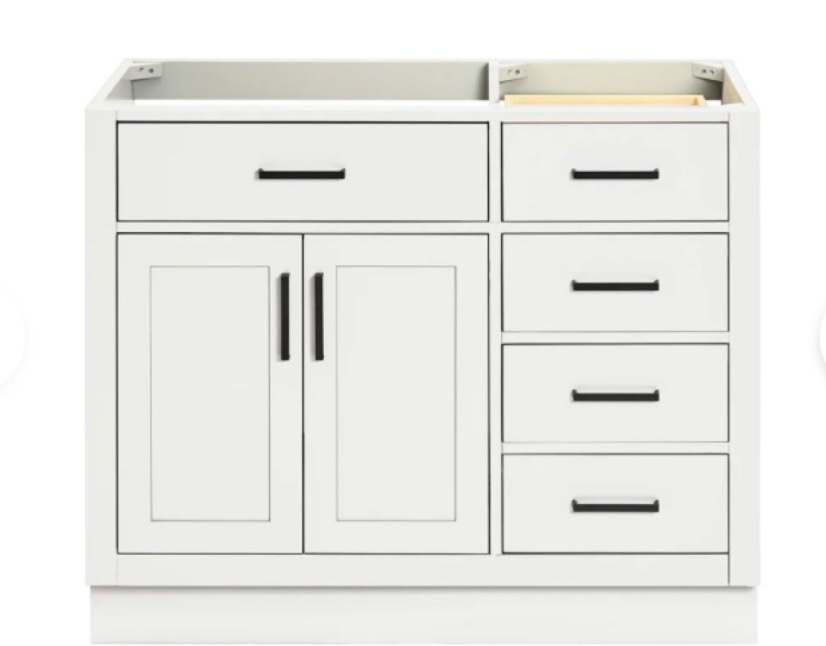 1xTOP42S Ariel Hepburn 42" inch Standing Single Basin Vanity Set with Cabinet and Quartz Vanity Top