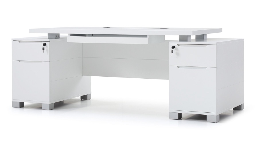 Modern Reception Desk with Storage, 62.2" W Two - Level Countertop