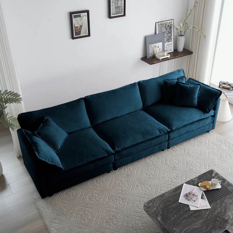 Tomica Mid-Century Modern Sectional Base Sofa with Removable Piti
