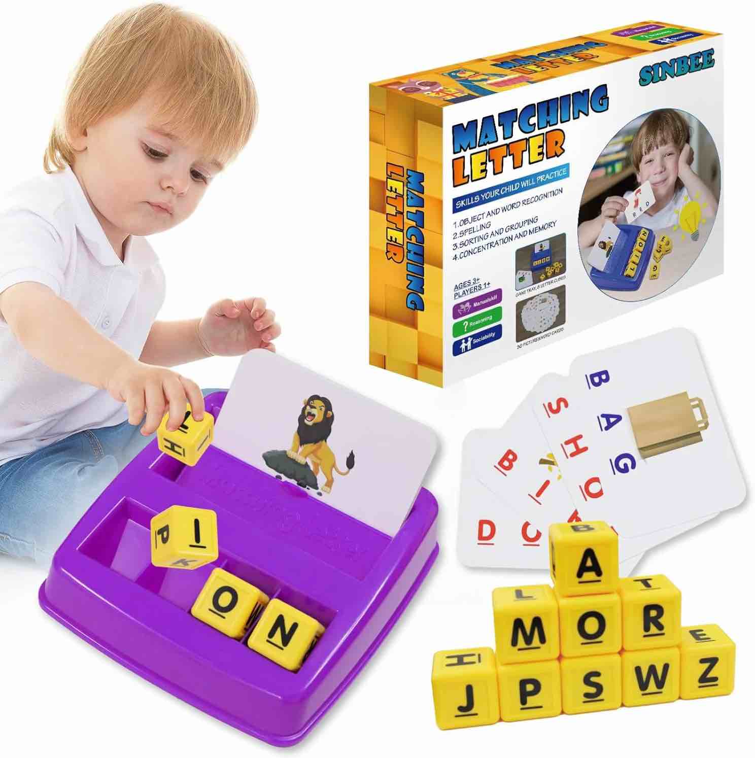 Learning Games for Kids - Matching Letter Game for Kids - Spelling Learning Flash Cards Gifts for Boys Girls Age