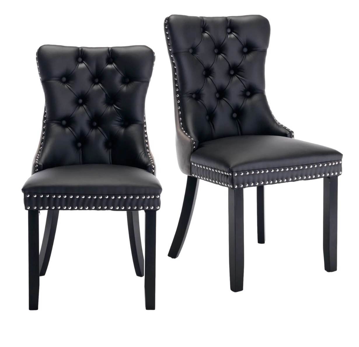 PU Leather Dining Chairs with Pull Ring (Set of 2)