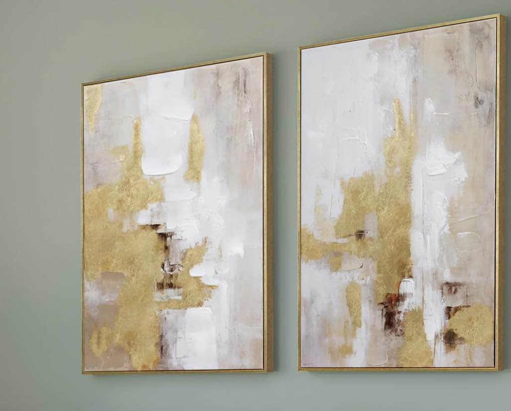 CBXM9548.116879945A Fizzs Beige And Gold Fantasy - Abstract Metal Wall Art Living Room