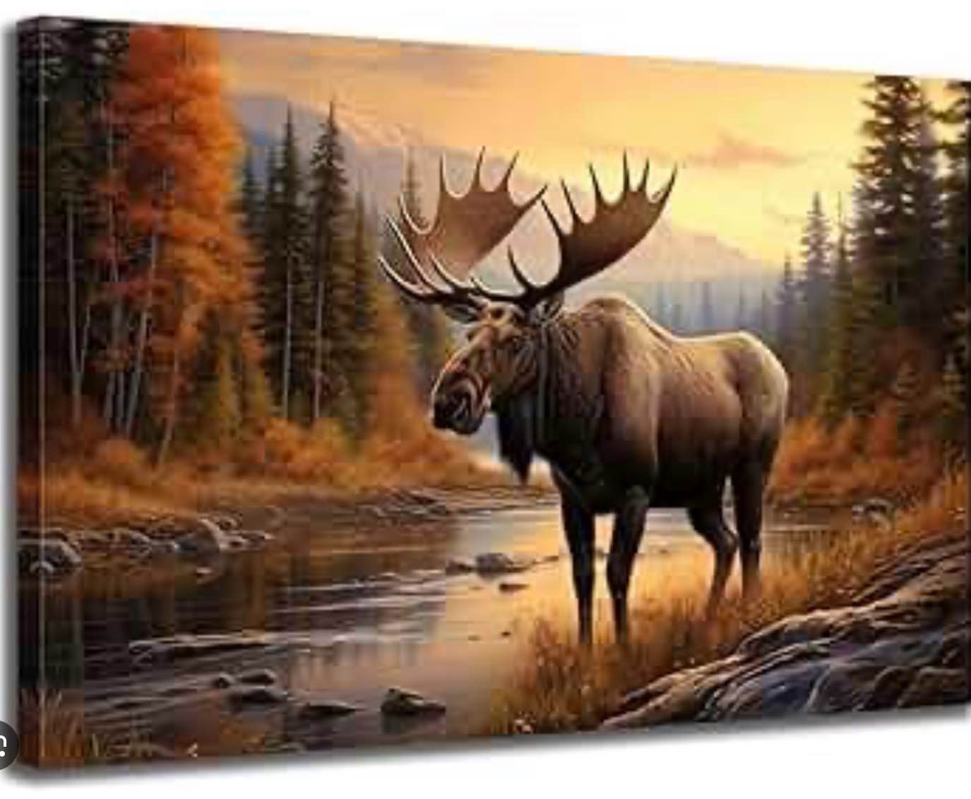 Nature Moose Wall Art Landscape Moose In The River Wall Decor Prin