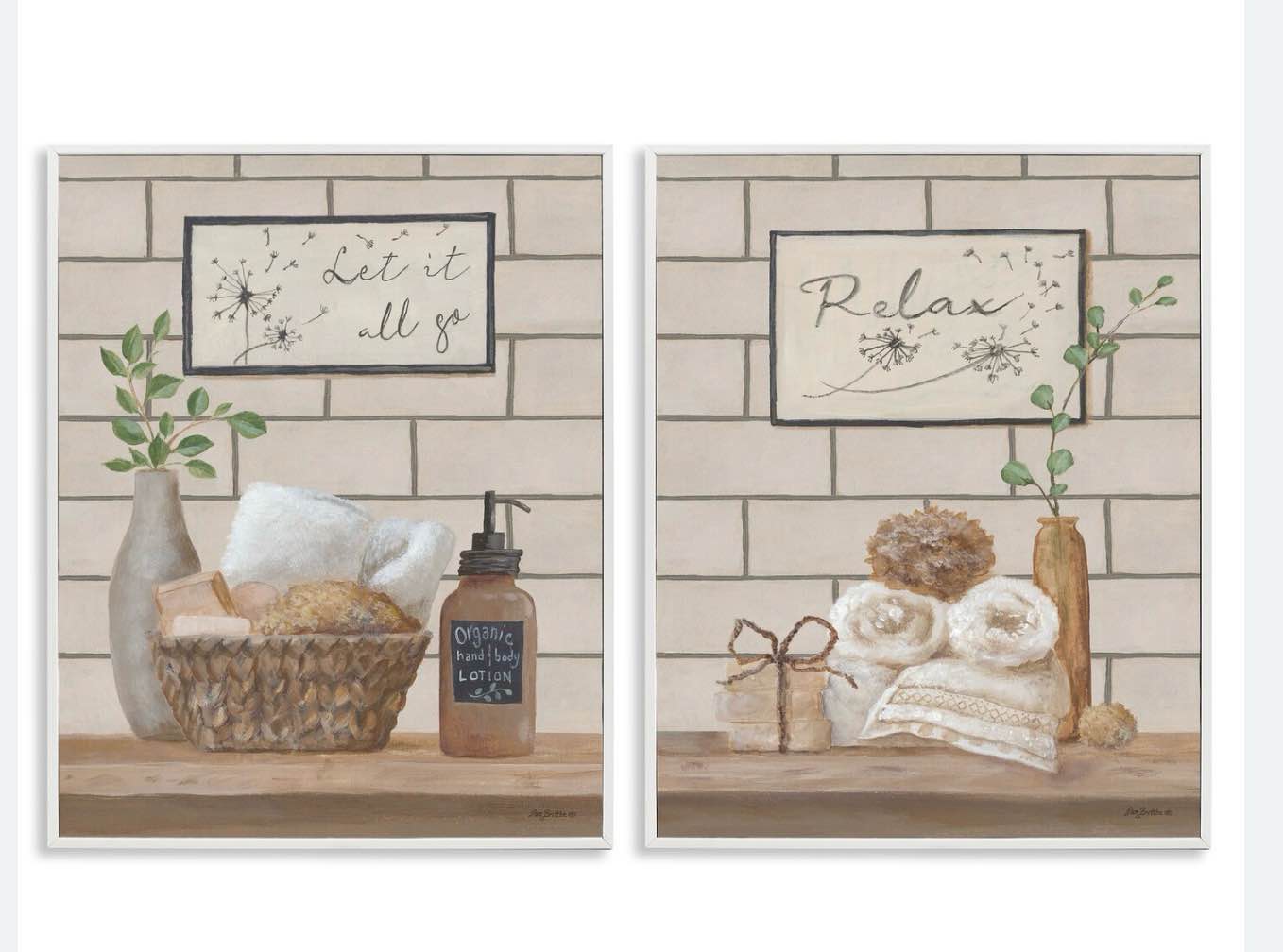 Go Relax Traditional Bathroom 2 PC Framed Giclee Art Set by Pam Brit 