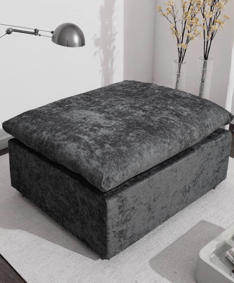 Modular Sectional Sofa Grey Corduroy Fabric 1 pcs 