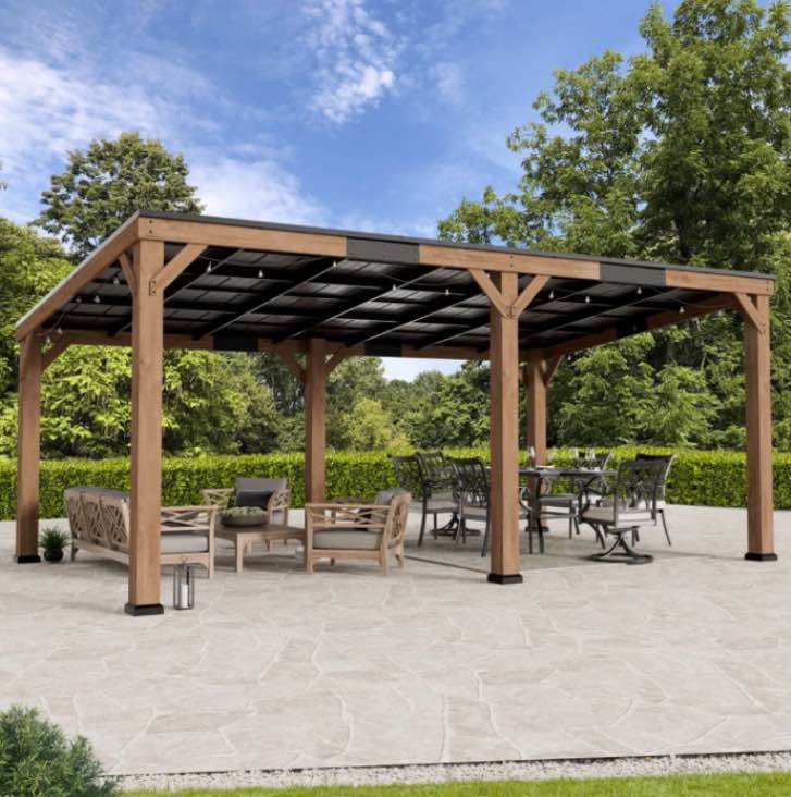 Supreme 20 Ft. W x 12 Ft. D Sedar Wood Hard top Pavilion 