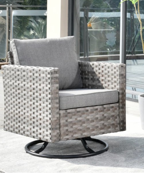  Gray Metal Frame Swivel rocker Conversation Chair  (Does not include cushions)