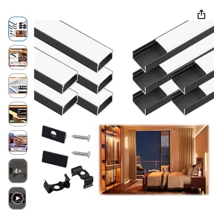 Muzata 10Pack 6.6FT/2M Wider LED Channel Black Aluminum LED Diffuser Channel with Milky White Cover U102 BW 2M - Amazon.com