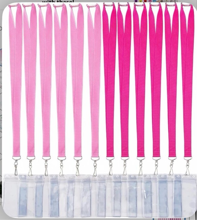 12 Pack Pink and Hot Breakaway Lanyard with Thick ID Badges Holder for Girls(12 Pack, Pink & Hot Pink)