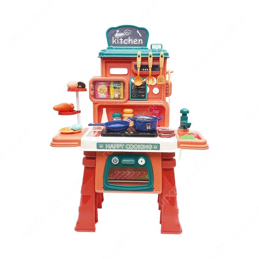Q UNIH Kitchen Playset Toy, Play Kitchen for Kids, 54 PCS Kitchen Accessories Set for 3 4 5 Years Old Girls Boys
