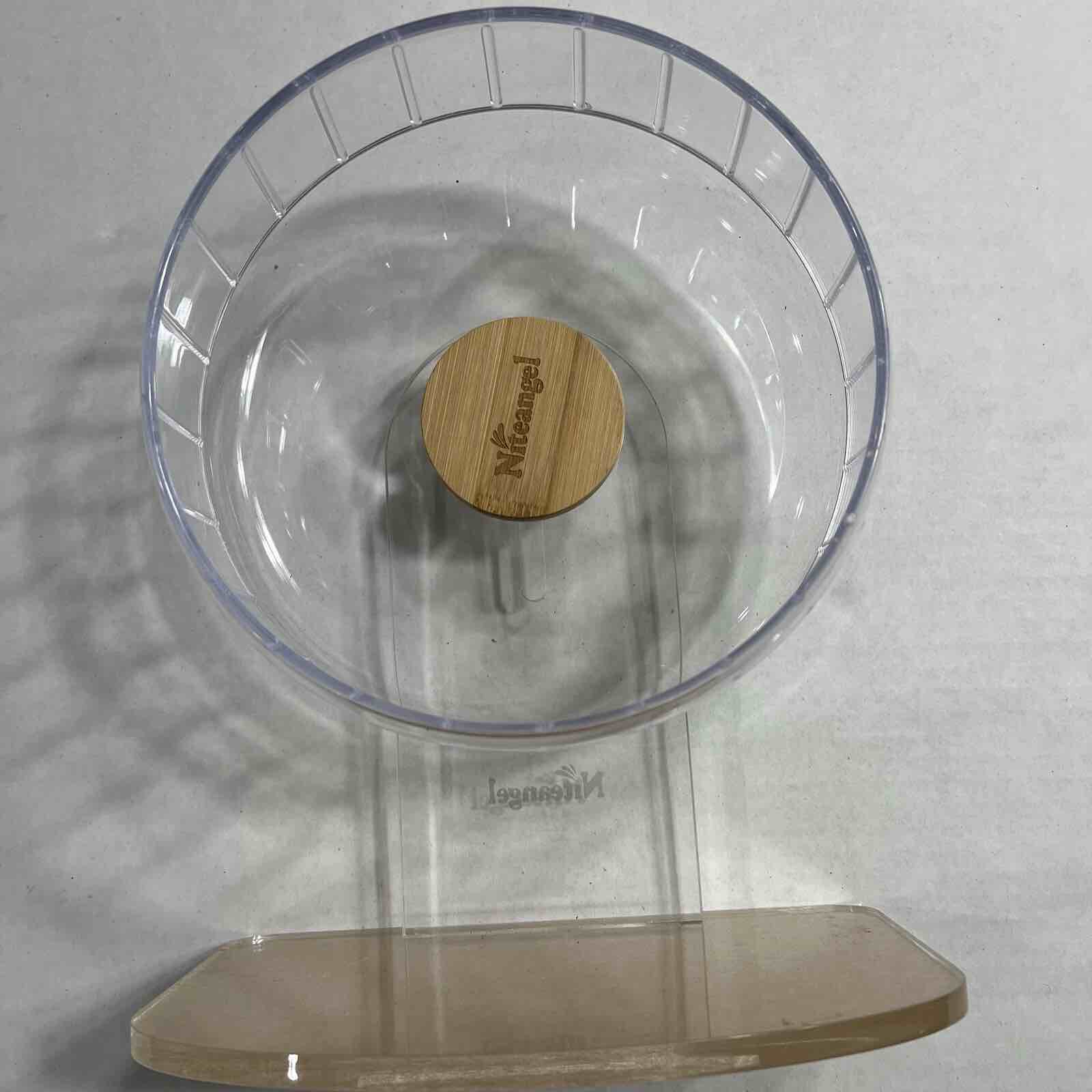 Niteangel Super-Silent Hamster Exercise Wheels - Quiet Spinner Hamster Running Wheels with Adjustable Stand for Hamsters Gerbils Mice Or Other Small Animals (M, Transparent