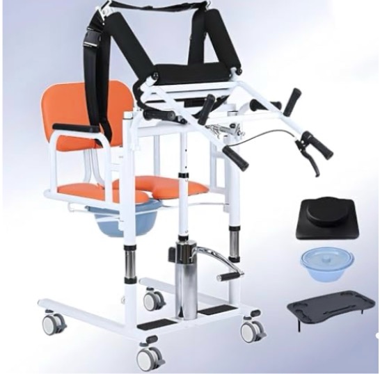  Patient Lift Transfer Chair for Home, Hydraulic Patient Lift Chair with Adjustable Height & 180° Open Design - Home Care Mobility Transfer Chair for Elderly Adults, 330lb Capacity