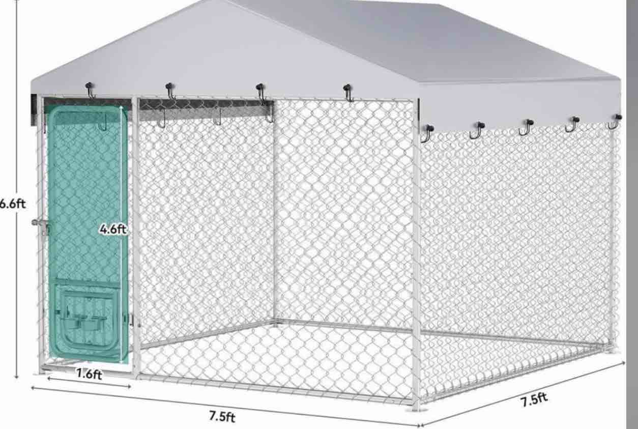 Dog Kennel Enclosure Cage Fence 7.5ft x 7.5ft