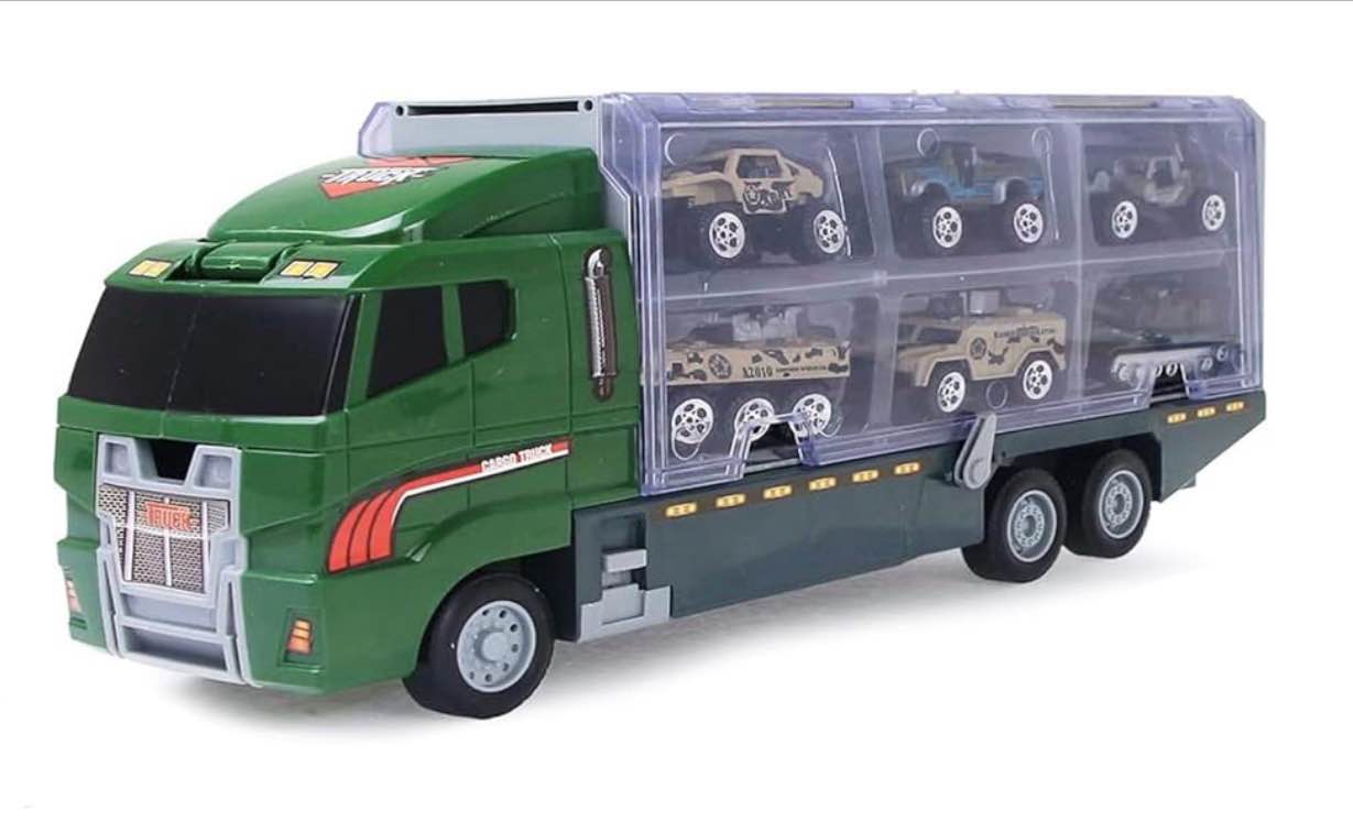 NAYAB Military Truck Army Models Car Toys 7Pcs, Ejection Function And Carry Function