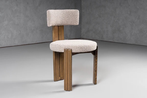 Modrest Sheridan - Mid-Century  Modern Grey Fabric + Walnut Dining Chair (Read Description)