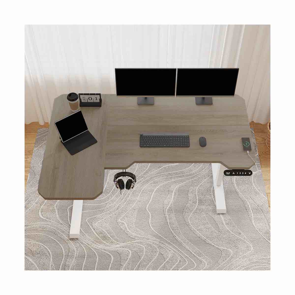 Daycia Height Adjustable L-Shape Standing Desk