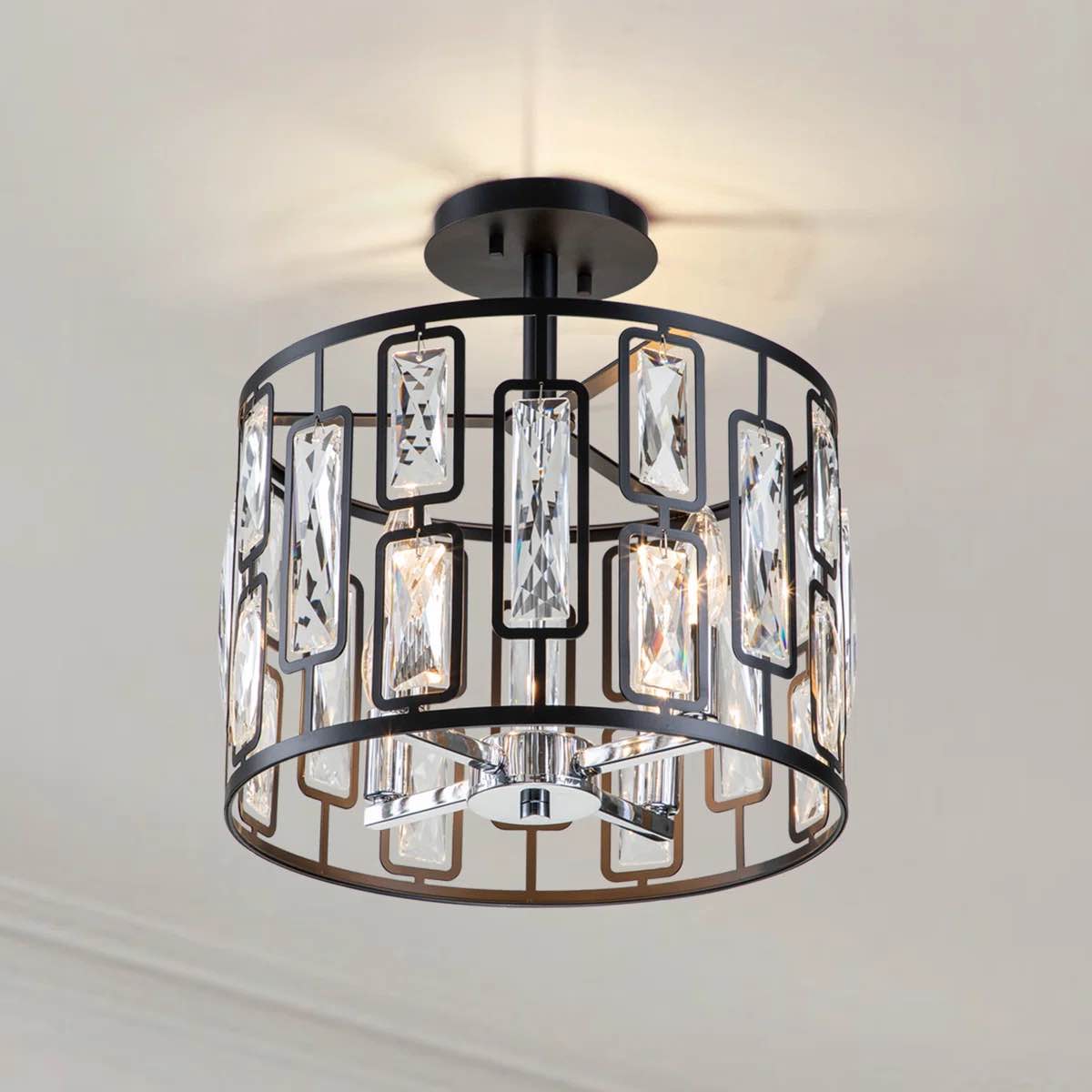 Meghann 4 - Light Modern Crystal 13W in Black Dimmable Flush Moi