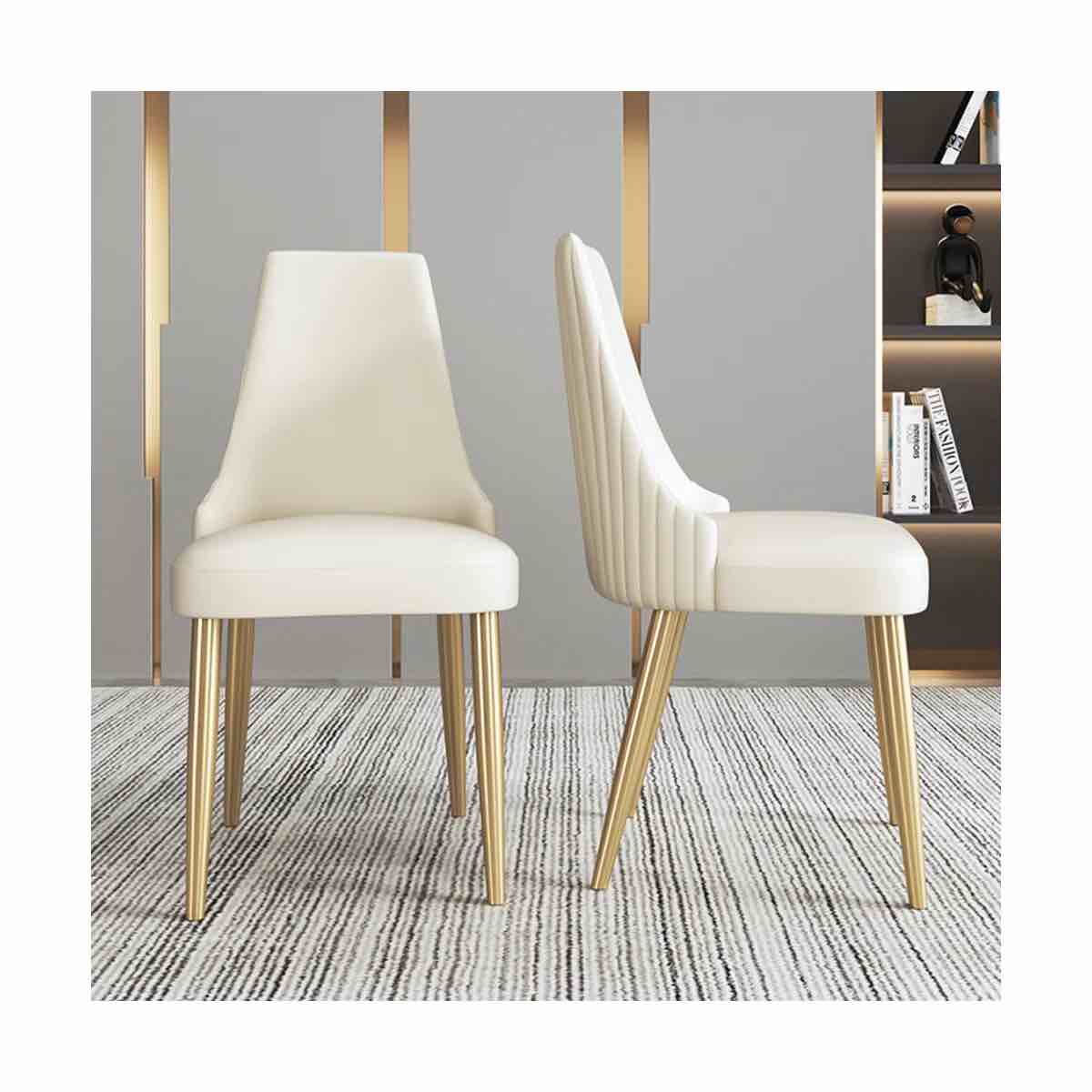 Teferi Stapp Beatriz Modern Faux Leather & Metal Side Chair Upholstel 