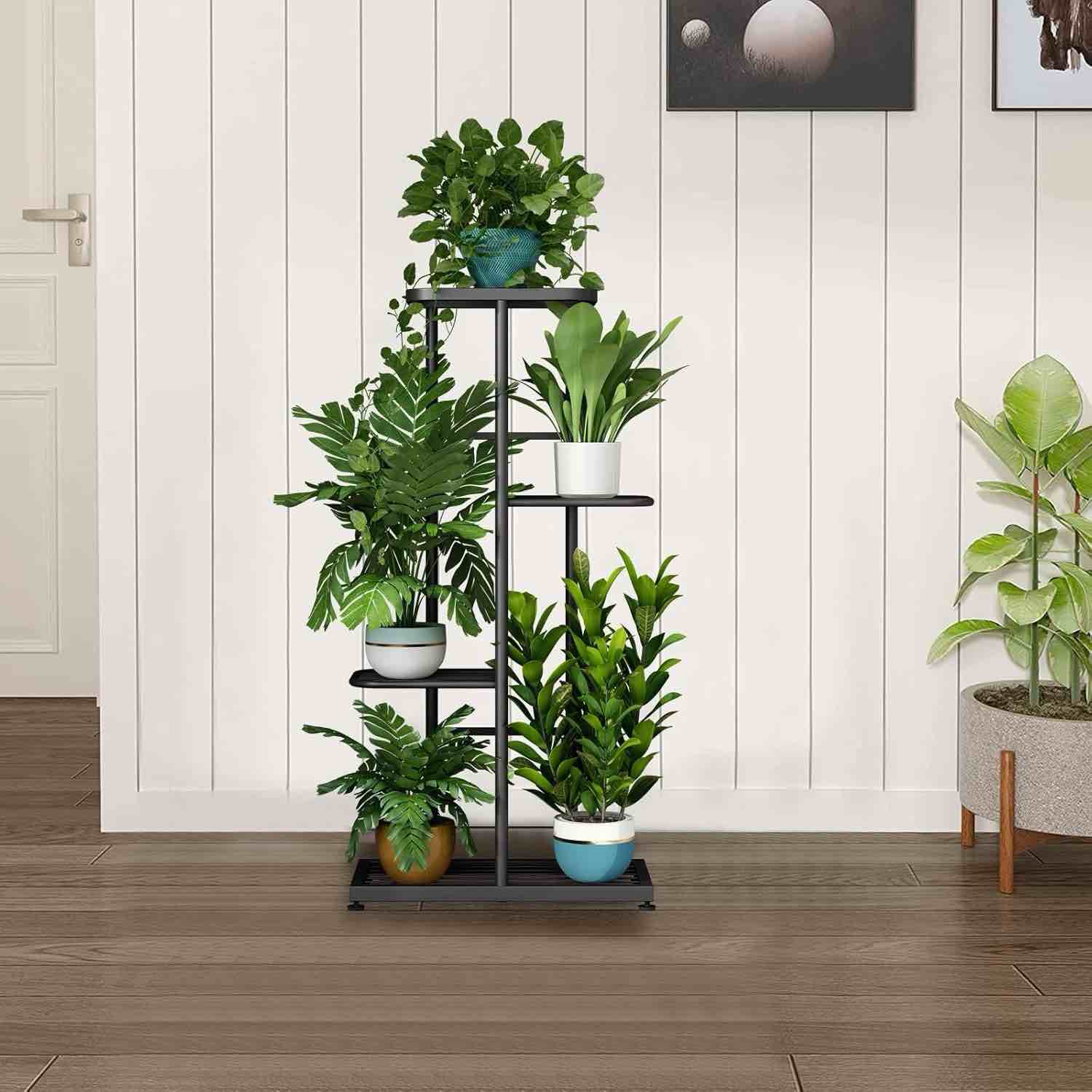Plant Stand Indoor Outdoor Metal 4 Tier 5 Potted Multiple Flower Pot Holder Shel