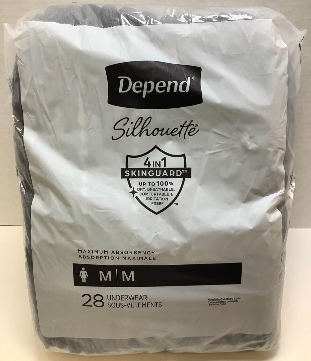 Depend Silhouette Women Incontinence Underwear, Medium, 28ct, Black