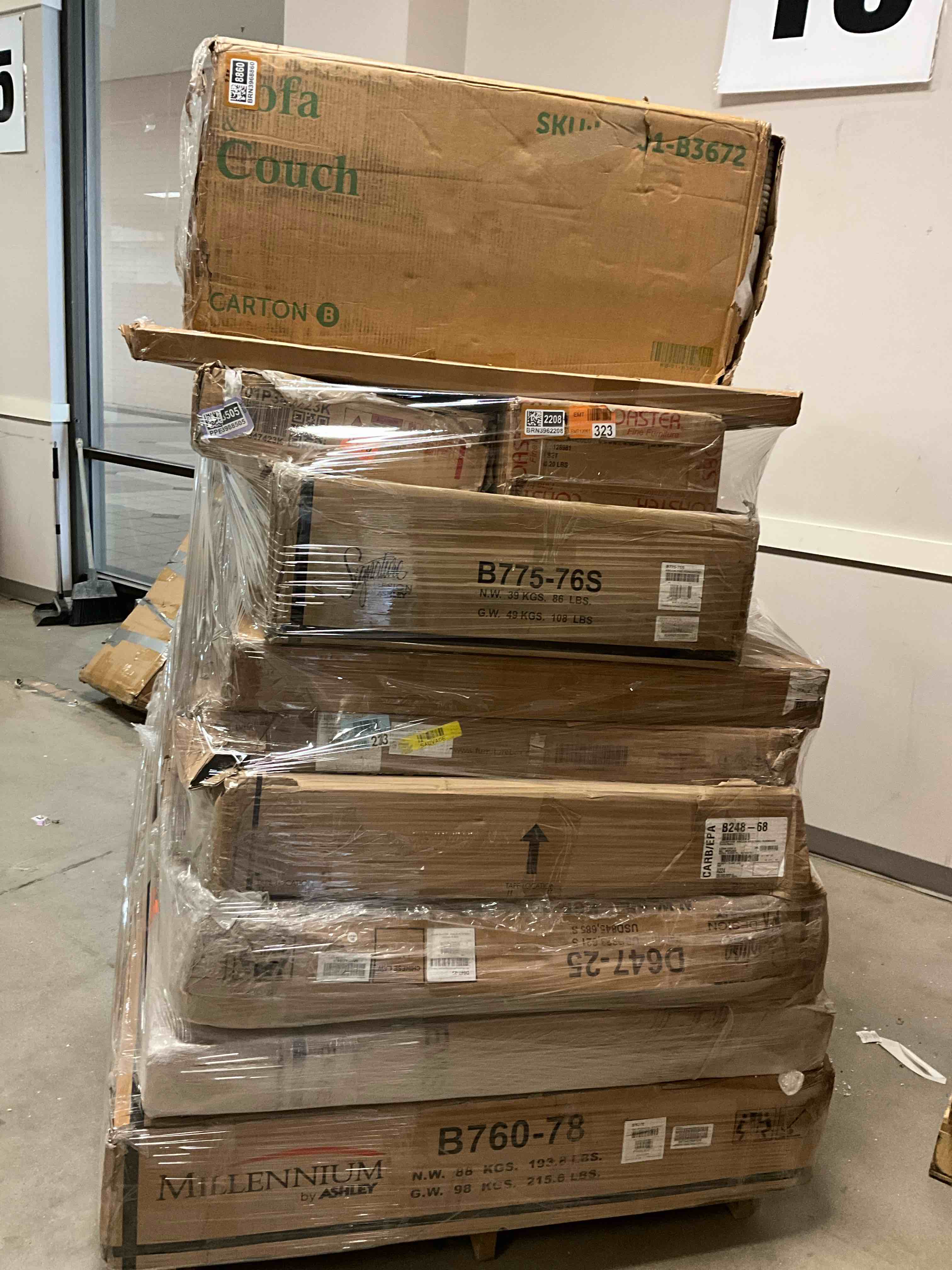 PALLET LOT OF ASSORTED INCOMPLETE FURNITURE  
