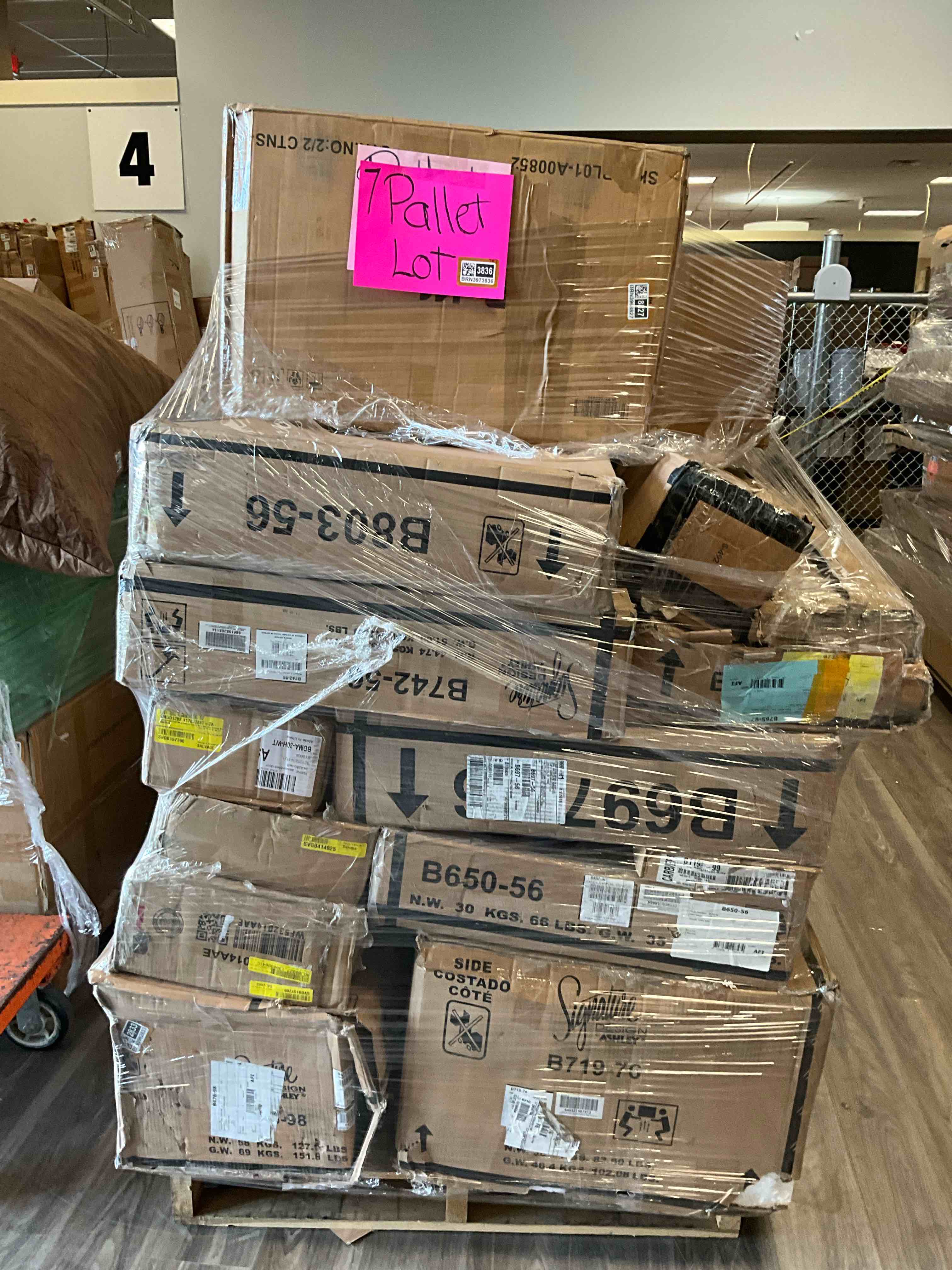 PALLET LOT OF ASSORTED INCOMPLETE FURNITURE  