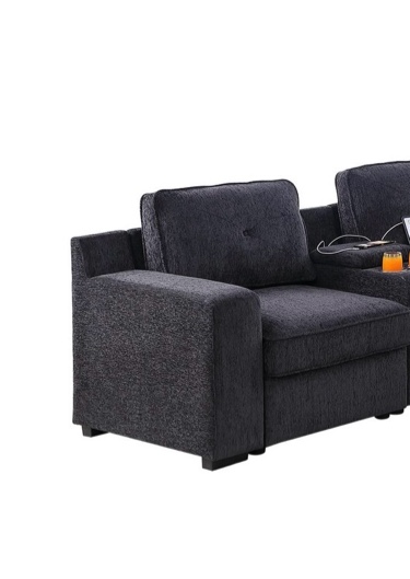 Left Chair Black Chenille 