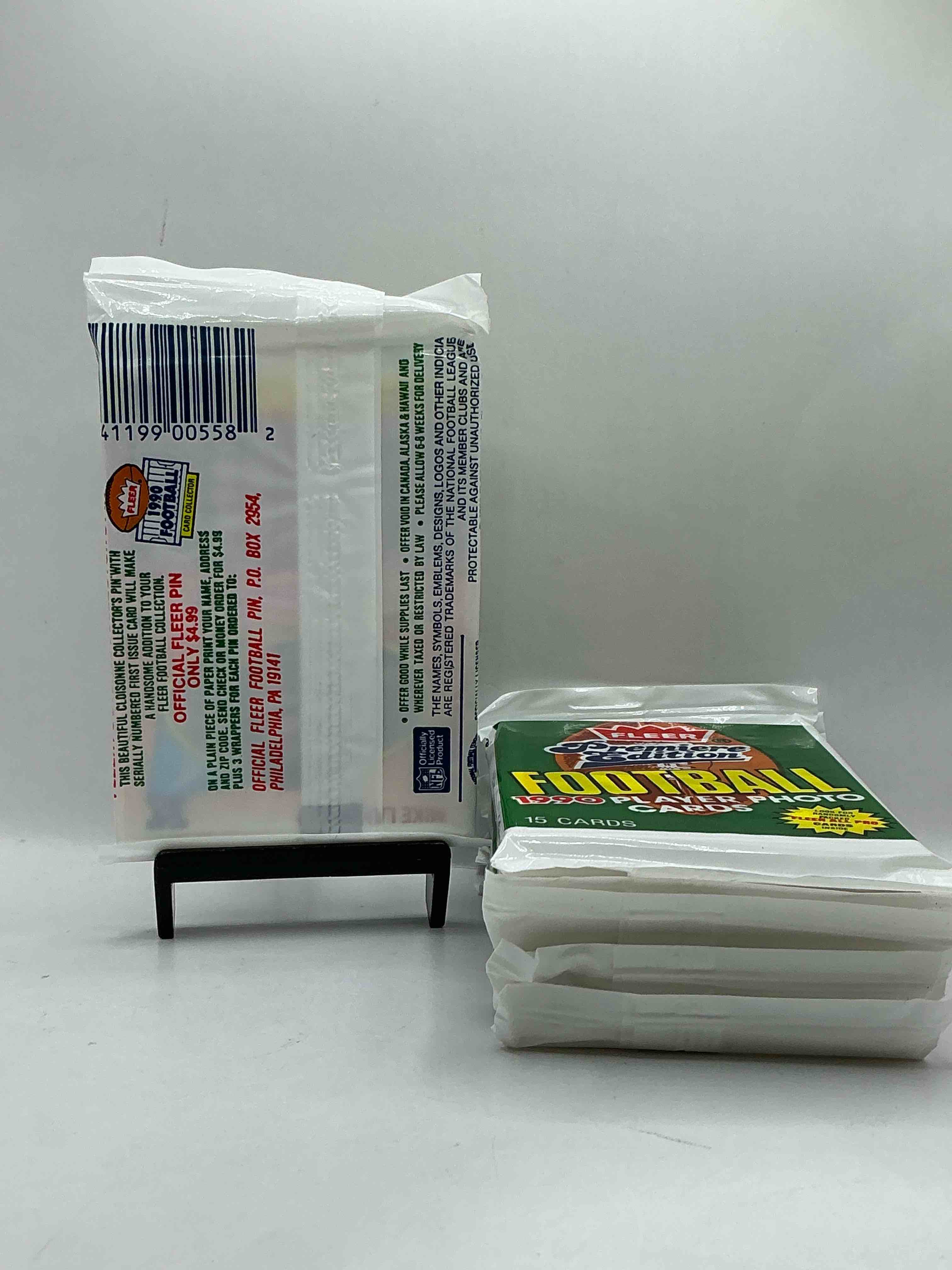 Condition photo showing New/Like New for Awesome Premiere Edition Sports Cards! Emmitt Smith Rookie Year! 1990 Fleer Premiere Edition Unopened Packs Direct From Original Box! Search For Emmitt Smith Rookies!