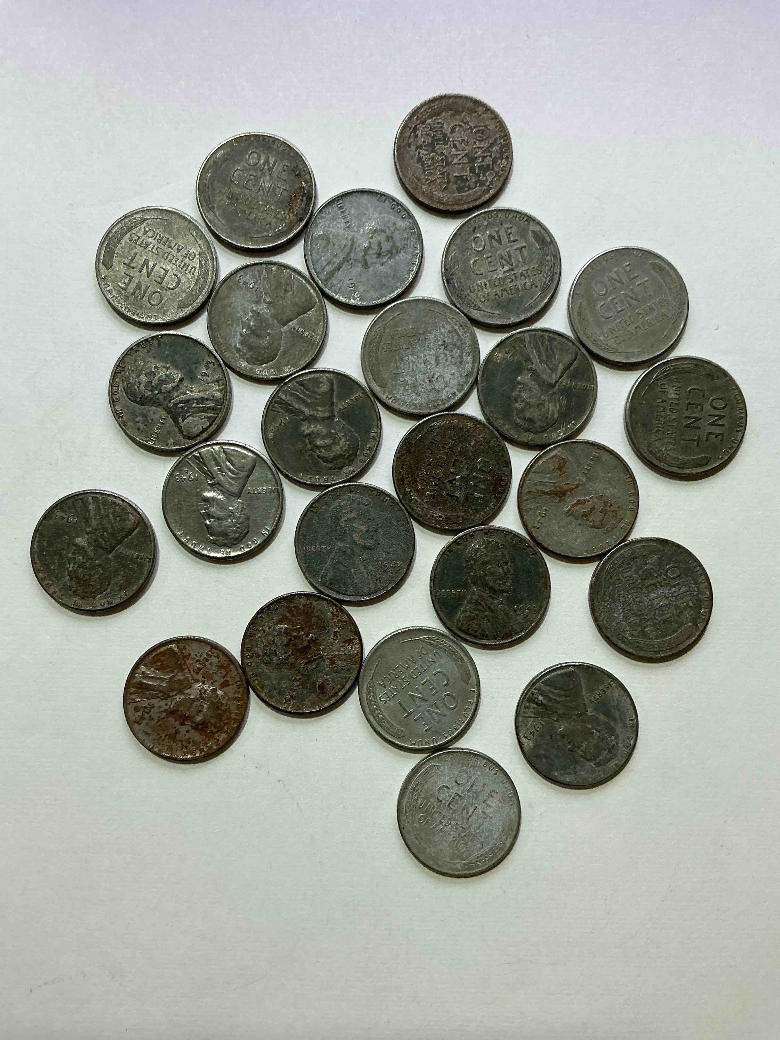 Condition photo showing Good Condition for 1943 World War Il History! Did You Know That In 1943 Copper Was So Valuable For Making Ammunition That The U.S. Treasury Made Pennies Out Of Steel?! 1943 STEEL Pennies Have Become Valuable, Rare Collector Items! Up For Auction Are Rare WWII Steel Pennies Appearing Circulated. Own Pieces Of World War II History That Are An Awesome Investment!