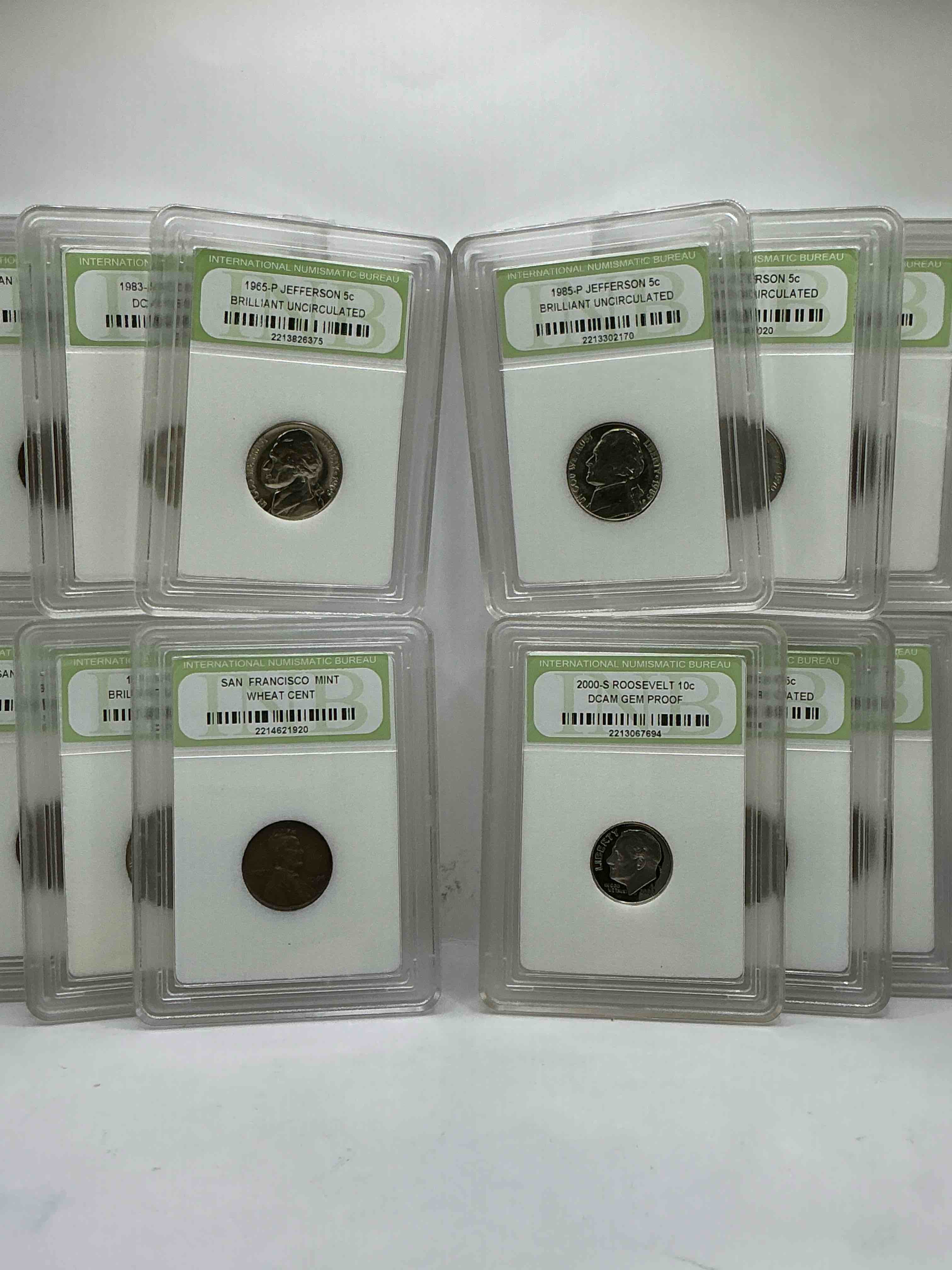 Condition photo showing New/Like New for Collector's Dream! 12 Different Rare, Slabbed U.S. Collector Coins In Certified/Catalogued Protective Slab Cases! A Great Way to Build An Incredible Collection Of Protected, Rare U.S. Coins! Great For The Coin Fan & Collector!