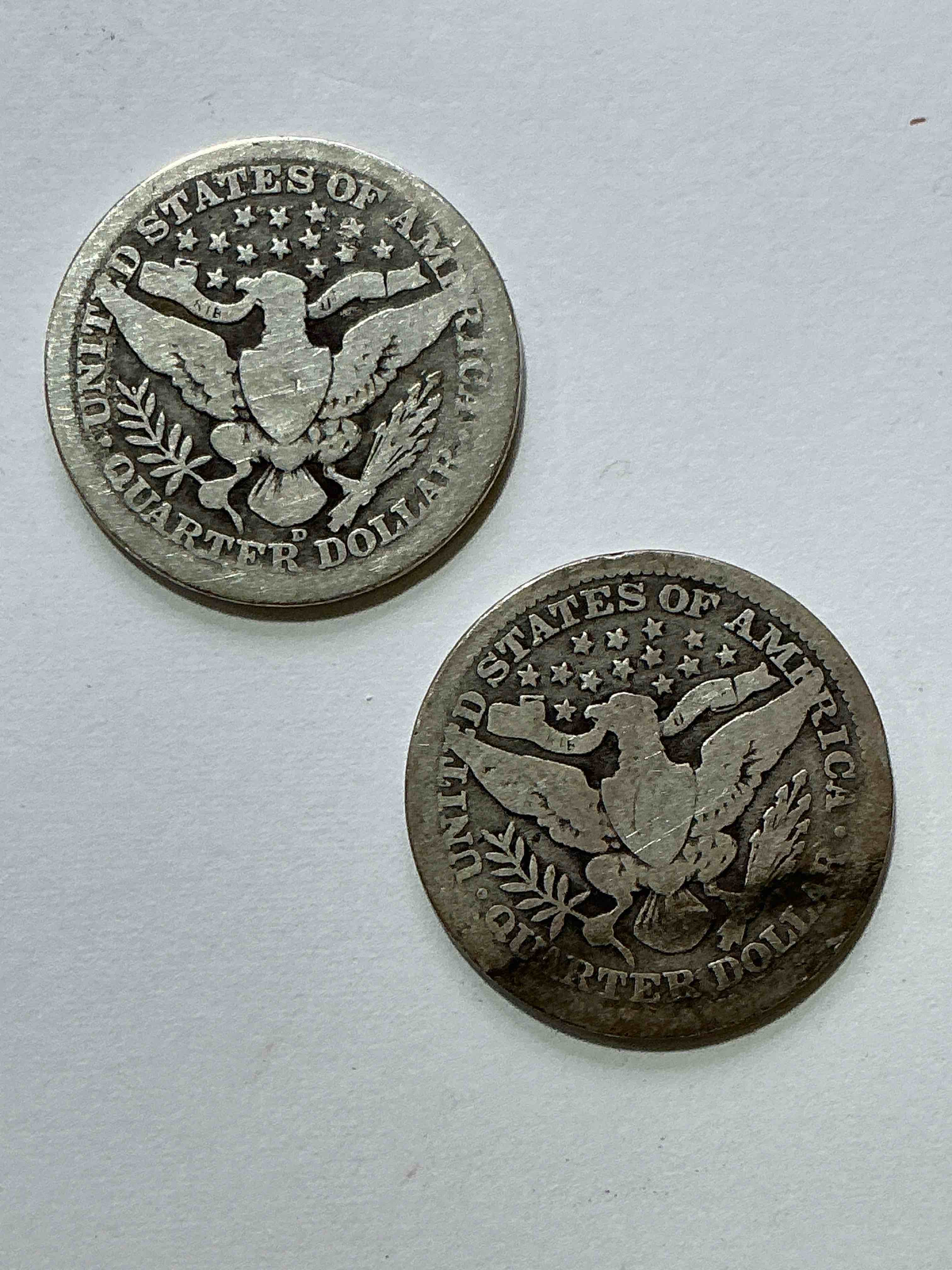 Condition photo showing Good Condition for World War I Era American Silver! Barber Quarters From The World War I Era! These Quarters Are 90% Fine US Silver & Super Rare, Even More Rare With WWI Era Dates! Beautiful & Circulated! Perfect Addition To Any Collection! 