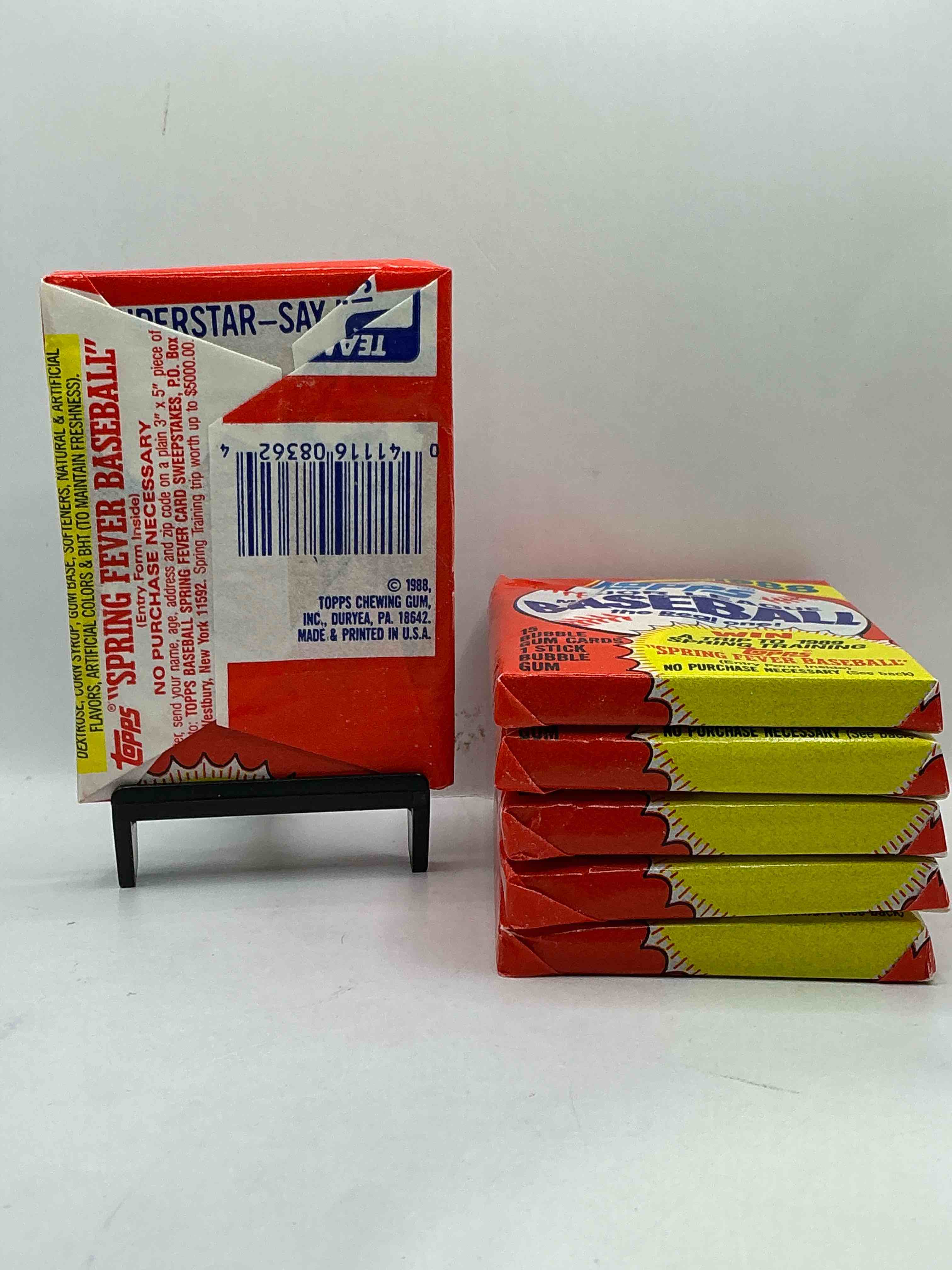 Condition photo showing New/Like New for 80's Baseball Fan's Rejoice! 1988 Topps Baseball Unopened Wax Packs Full Of Collectible Trading Cards! Search For Valuable Don Mattingly "World Of Baseball" & Nolan Ryan Cards Worth Hundreds In Perfect Condition!